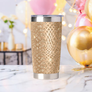 Gold Glam Glitzer Snake Skin Thermobecher