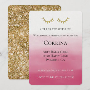 Gold Glam Glitzer Streifen Geburtstag Einladung