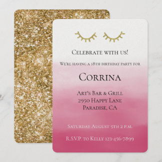 Gold Glam Glitzer Streifen Geburtstag Einladung