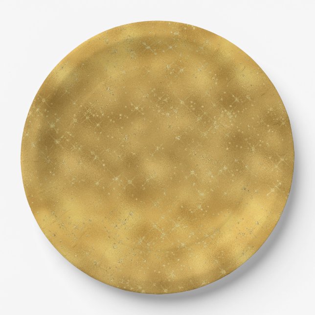 Gold Glam Glitzern Pappteller (Vorderseite)