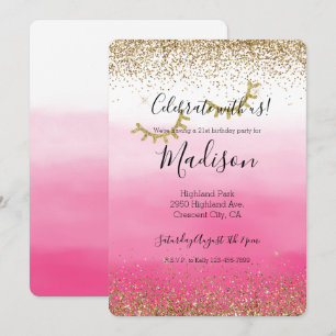 Gold Glam Glitzy Funkeln Glitter Wimpern Einladung