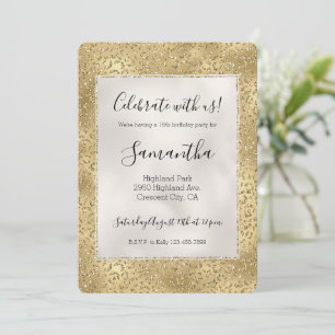 Gold Glam Glitzy Glitter Leoparden Druck Einladung