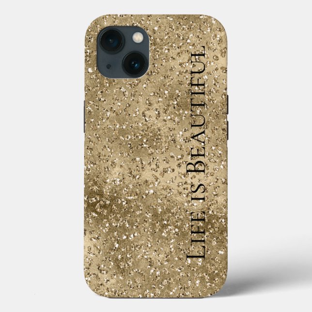 Gold Glam Glitzy Glitzer Leopard Print   Case-Mate iPhone Hülle (Rückseite)
