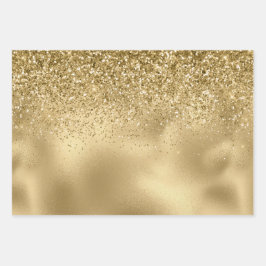 Gold Glam Glitzy Glitzer Sparkle   Geschenkpapier Set
