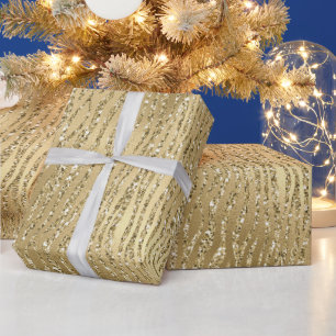 Gold Glam Glitzy Glitzer Zebra Print   Geschenkpapier