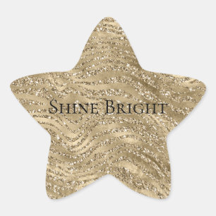 Gold Glam Glitzy Glitzer Zebra Print Stern-Aufkleber