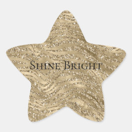 Gold Glam Glitzy Glitzer Zebra Print Stern-Aufkleber