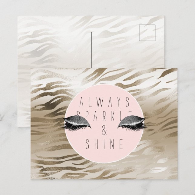 Gold Glam Glitzy Silver Sparkle Eyes Stripes   Postkarte (Vorne/Hinten)
