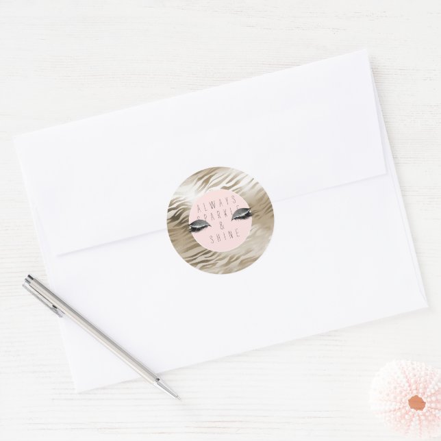 Gold Glam Glitzy Silver Sparkle Eyes Stripes   Runder Aufkleber (Umschlag)