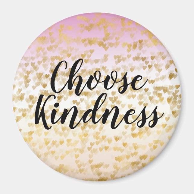 Gold Glam Hearts Confetti Pink Peach Ombre Magnet (Vorne)