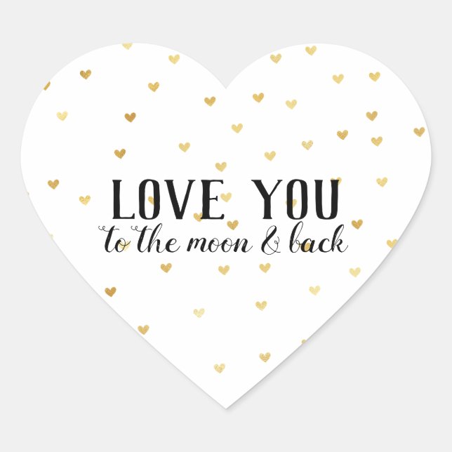 Gold Glam Hearts Liebe Herz-Aufkleber (Vorderseite)