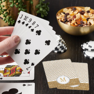 Gold Glam Imitate Glitzer Zickzack Spielkarten