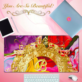 Gold Glam Initial B Monogram Motivation Abstrakt Schreibtischunterlage