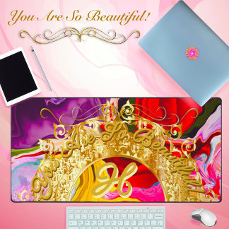 Gold Glam Initial H Monogram Motivation Abstrakt Schreibtischunterlage