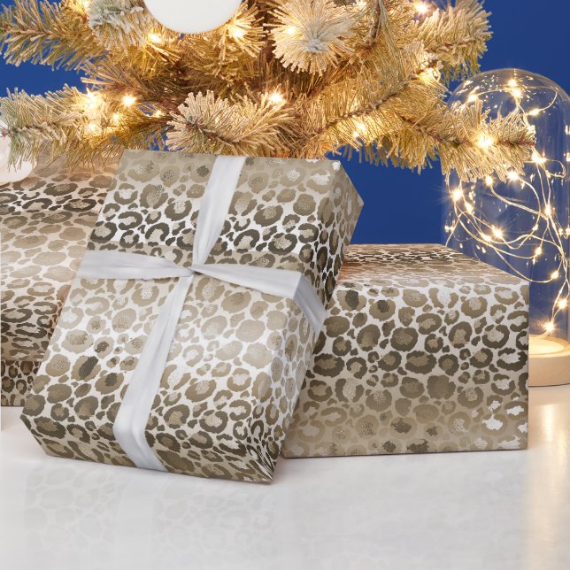 Gold Glam Leopard Animal Print Geschenkpapier (Feiertage)