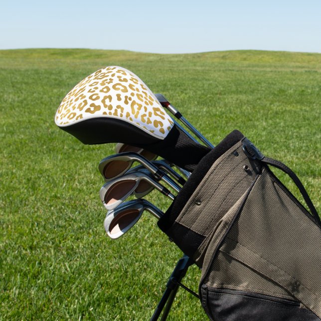 Gold Glam Leopard Print Golf Headcover (In SItu)