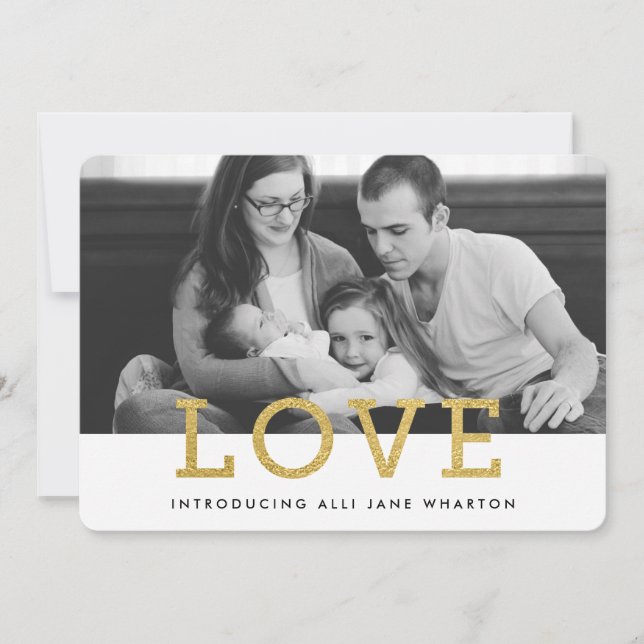 Gold Glam Love | Faire-part de naissance photo mod (Devant)