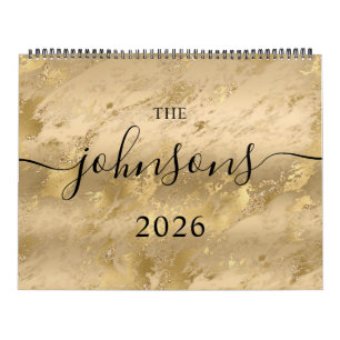 Gold Glam Marmor Moderne Schrift Name Foto Kalender