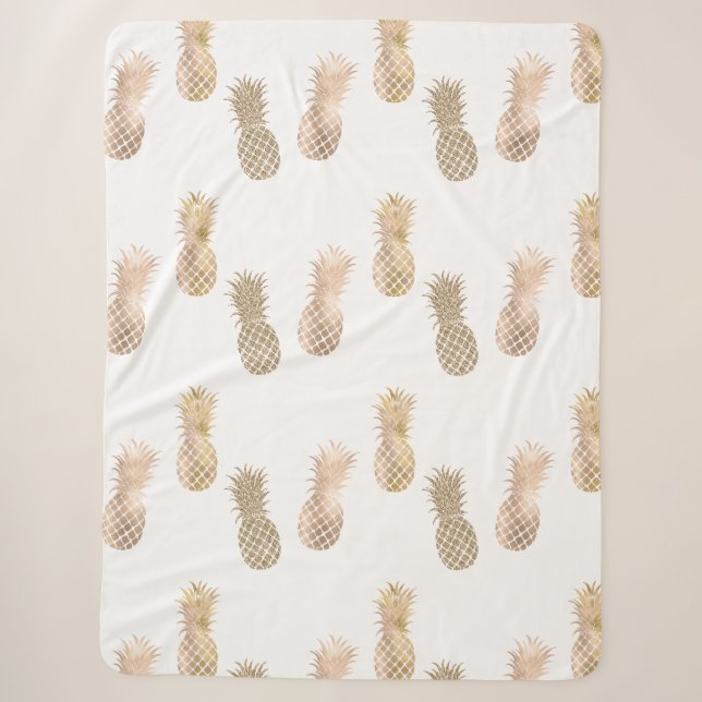 Gold Glam Pineapples Sherpadecke (Vorderseite)
