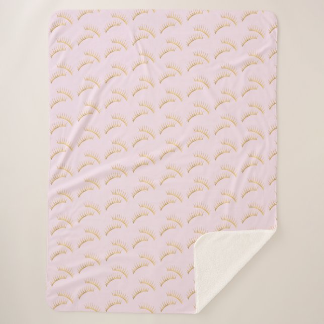 Gold Glam Pink Eyelashes Sherpadecke (Vorderseite)