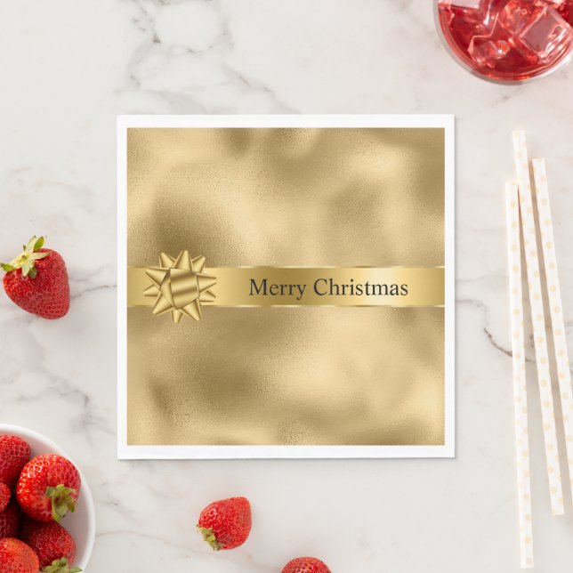 Gold Glam Ribbon und Bow Weihnachten Serviette (Beispiel)