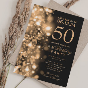 Gold Glam Save The Date 50. Geburtstagsfeier Einladung