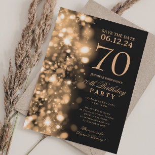 Gold Glam Save the Date 70. Geburtstagsfeier Einladung