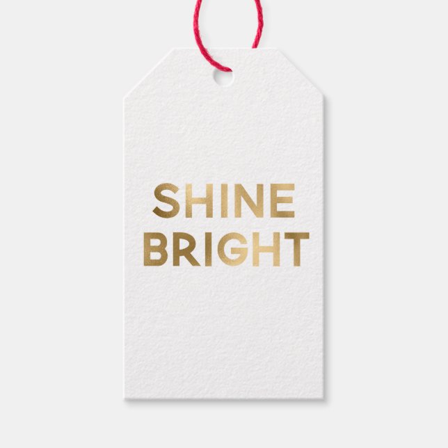 Gold Glam Shine Bright Weihnachten Geschenkanhänger (Vorderseite)