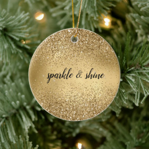 Gold Glam Sparkle Imitats Glitzer Keramik Ornament