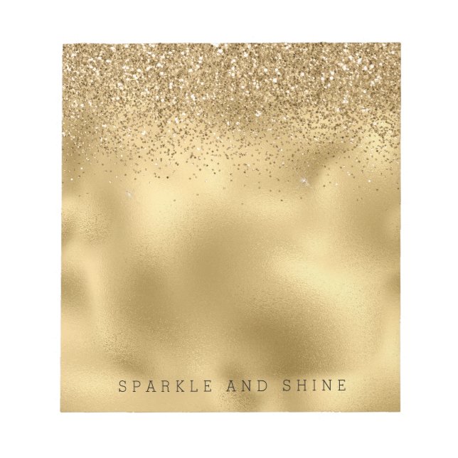 Gold Glam Sparkle Imitats Glitzer Notizblock (Vorderseite)