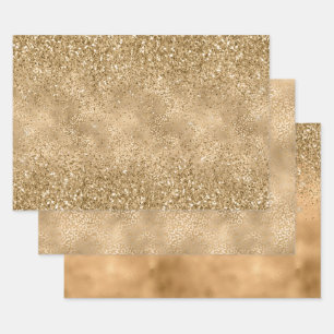 Gold Glam Sparkle Leopard Print Glitzer Geschenkpapier Set