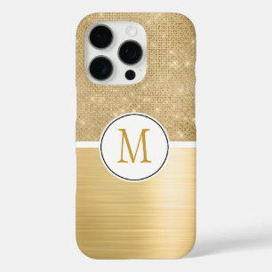 Gold Glam Sparkle Monogram iPhone 16 Pro Hülle