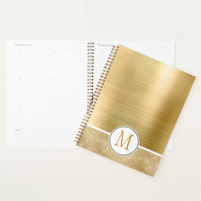 Gold Glam Sparkle Monogram Planer (Anzeige)
