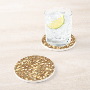 Gold Glam Sparkle Stars Getränkeuntersetzer