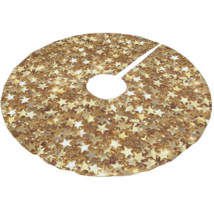 Gold Glam Sparkle Stars Polyester Weihnachtsbaumdecke