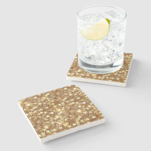 Gold Glam Sparkle Stars Steinuntersetzer