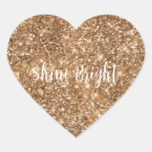 Gold Glam Sparkling Glitzer Herz-Aufkleber