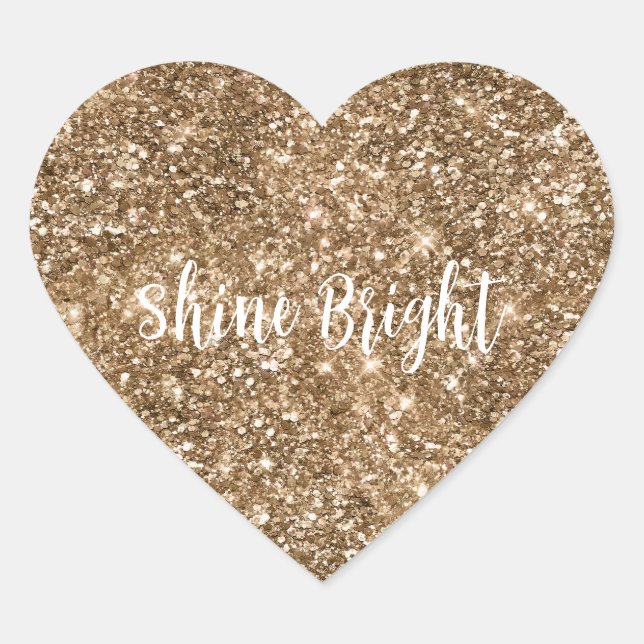 Gold Glam Sparkling Glitzer Herz-Aufkleber (Vorderseite)