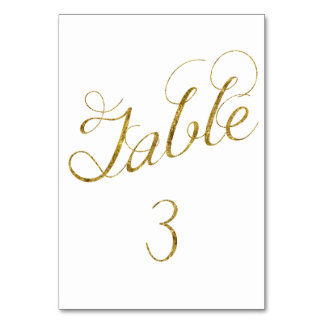 Gold Glam Tabelle 3 Nummer Tischnummer