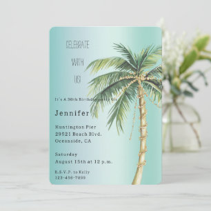 Gold Glam Tropical Palm Tree Geburtstag Einladung