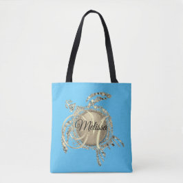 Gold Glam Turtle Monogram Tasche