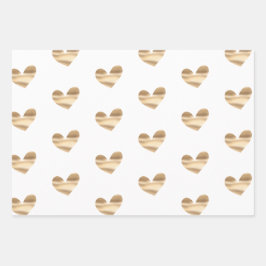 Gold-Glam und Leopard-Herzen in Weiß und Rosa Geschenkpapier Set