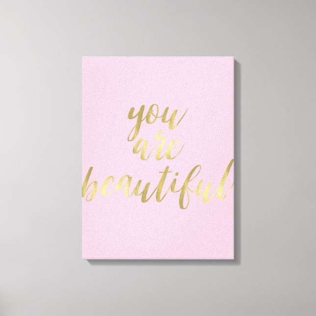 Gold Glam und Pink Sie sind schön Leinwanddruck (Vorderseite)