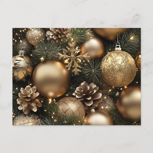 Gold & Glam Weihnachtsdesign Feiertagspostkarte (Vorderseite)