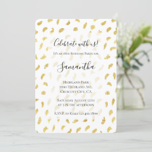 Gold Glam White Abstrakt Geburtstag Einladung