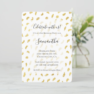 Gold Glam White Abstrakt Geburtstag Einladung