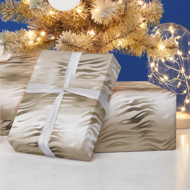 Gold Glam Zebra Animal Print Geschenkpapier (Feiertage)