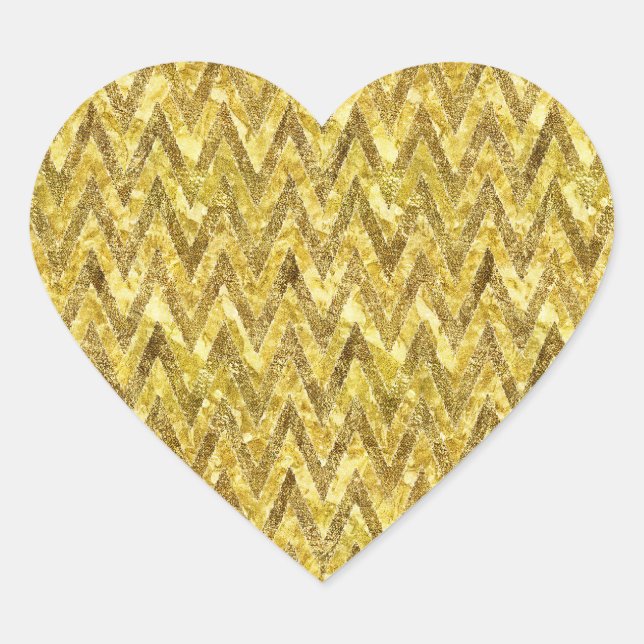 Gold Glam Zickzack Herz-Aufkleber (Vorderseite)