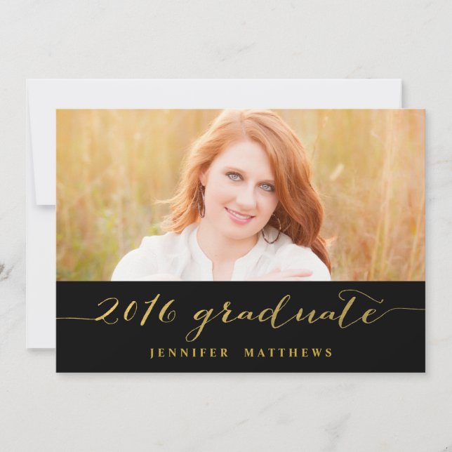 Gold Glamour Foto 2016 Graduation Party Einladung (Vorderseite)