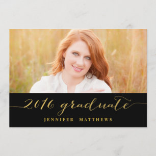 Gold Glamour Foto Einladung zur Abschlussfeier 201